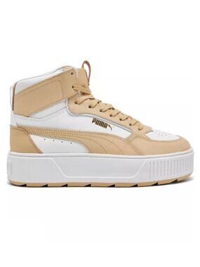 Puma Karmen Rebelle Mid Casual Sneakers, White & Tan | Size 8